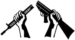 War Resisters League logo: a broken rifle