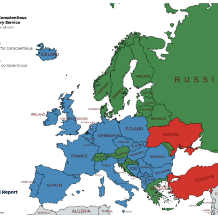Map of conscription across Europe by EBCO
